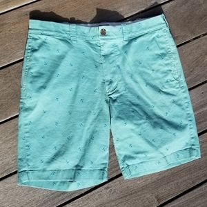J Crew Shorts Men's 32 Green 9" Inseam Chino Anchors Preppy Nautical